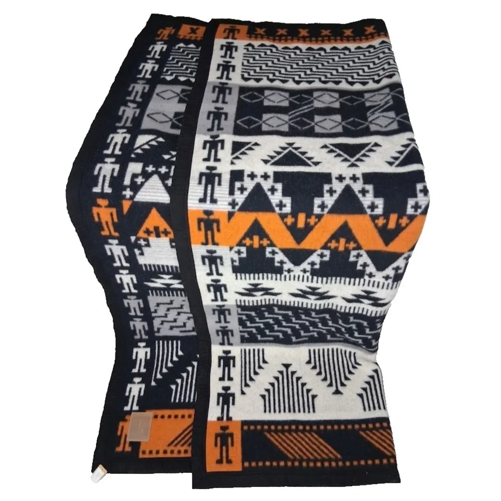 NEW 8th Generation Oregon Potlatch Wool Blanket Black Gray Orange Biege 79x62